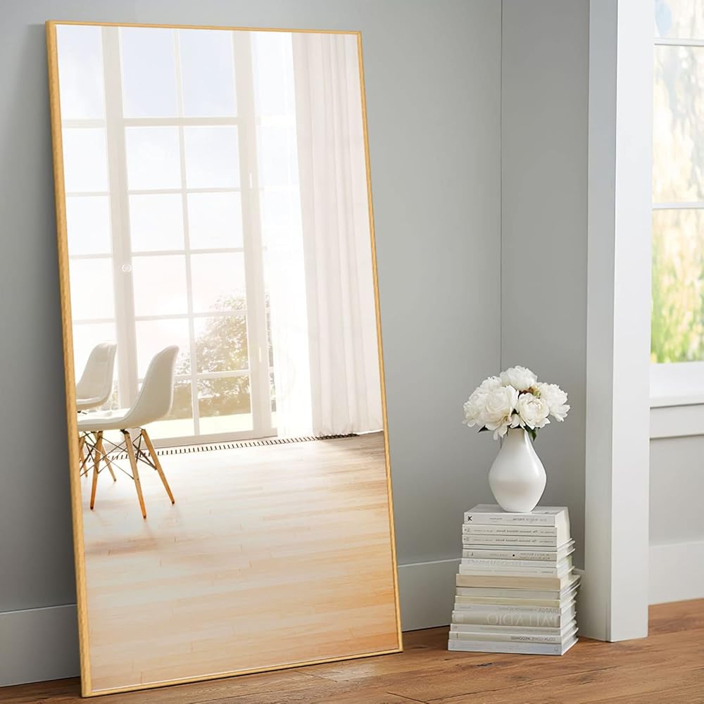 PexFix Full Length Mirror Gold, Wall-Mounted Oversized Mirror for Bedroom and Bathroom, Living Room, Lean Against The Wall (71''x24'', Gold)