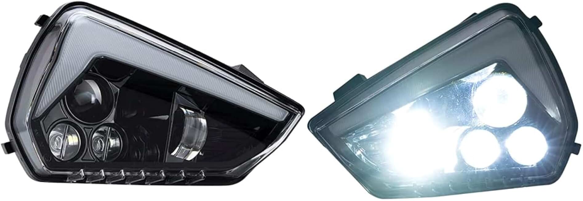 A & UTV PRO Ryker Front LED Headlights Assembly LED Head Lamp High-Low Beams Turn Signal DRL Daytime Running Lights Kits with White Yellow Light for Can-Am Ryker Accessories,(2PCS)