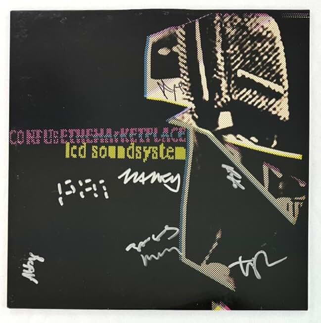 LCD Soundsystem Band x7 Signed Autograph Album Vinyl Record LP - Confuse the Marketplace B - with James Spence Authentication JSA COA - Signed by Al Doyle, Abby Echiverri, Pat Mahoney, James Murphy, Tyler Pope, Korey Richey, Nancy Whang - A Bunch of