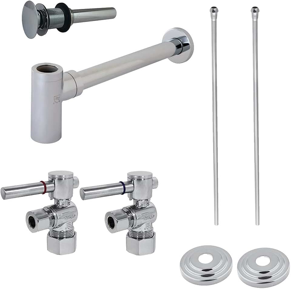 Kingston Brass CC53301DLTRMK1 Concord Vessel Sink Plumbing Supply Combo Kit, 30-Inch, Polished Chrome