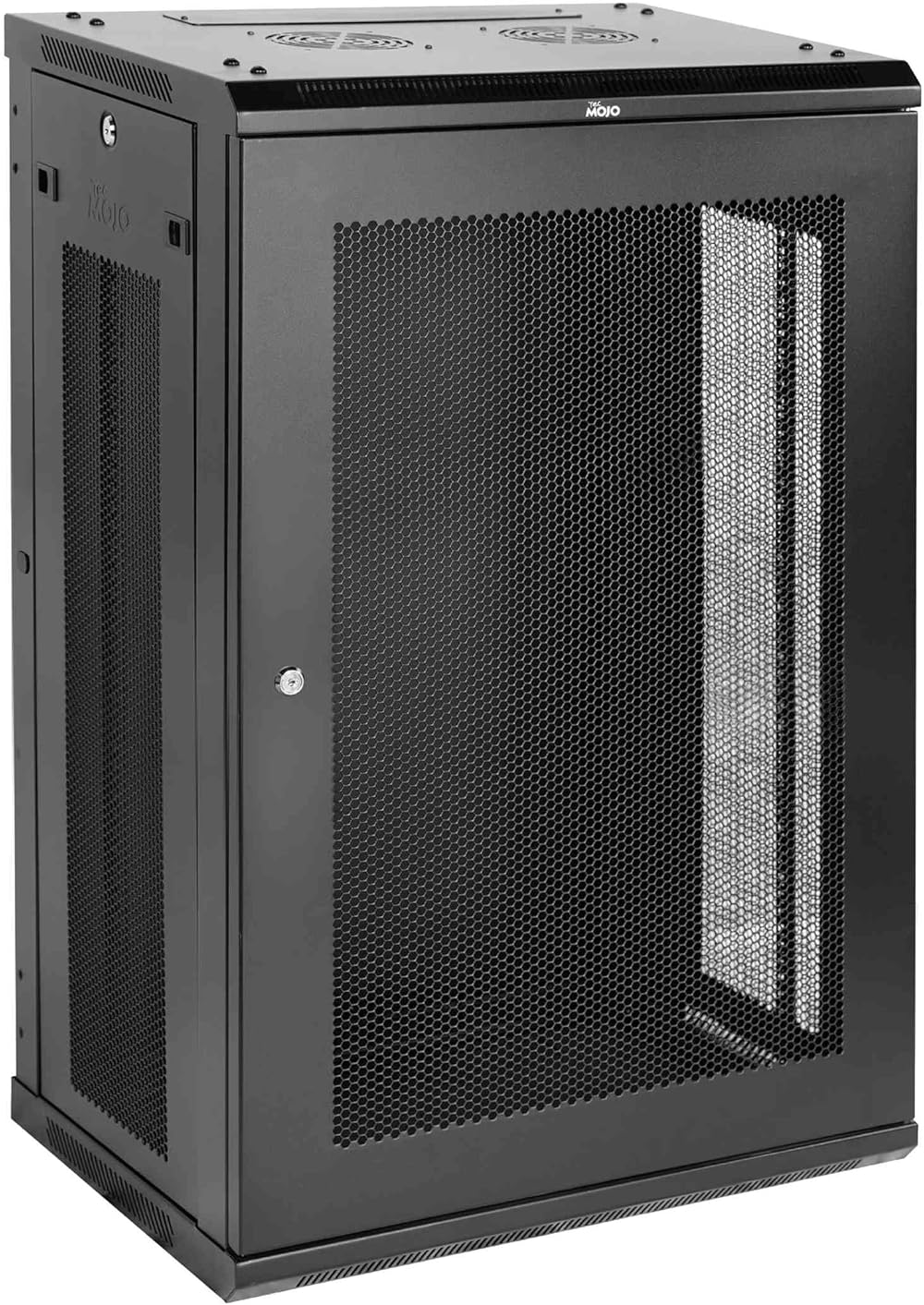 18U Wall Mount Server Cabinet,17.7inch Depth Elite Network Cabinet,Network Rack,Server Rack for 19inch Computer/AV/Data/IT/Media Equipment,Black,with Cooling Fans,Mesh Door,Flat Pack