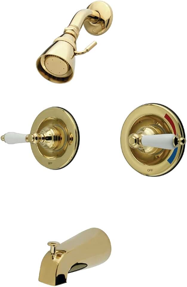Kingston Brass KB662PL Vintage Tub and Shower Faucet, 5-Inch Spout Reach, Polished Brass
