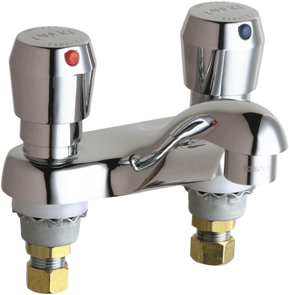 Chicago Faucets 802-V665ABCP 4-Inch Centerset Lavatory Metering Faucet, Chrome
