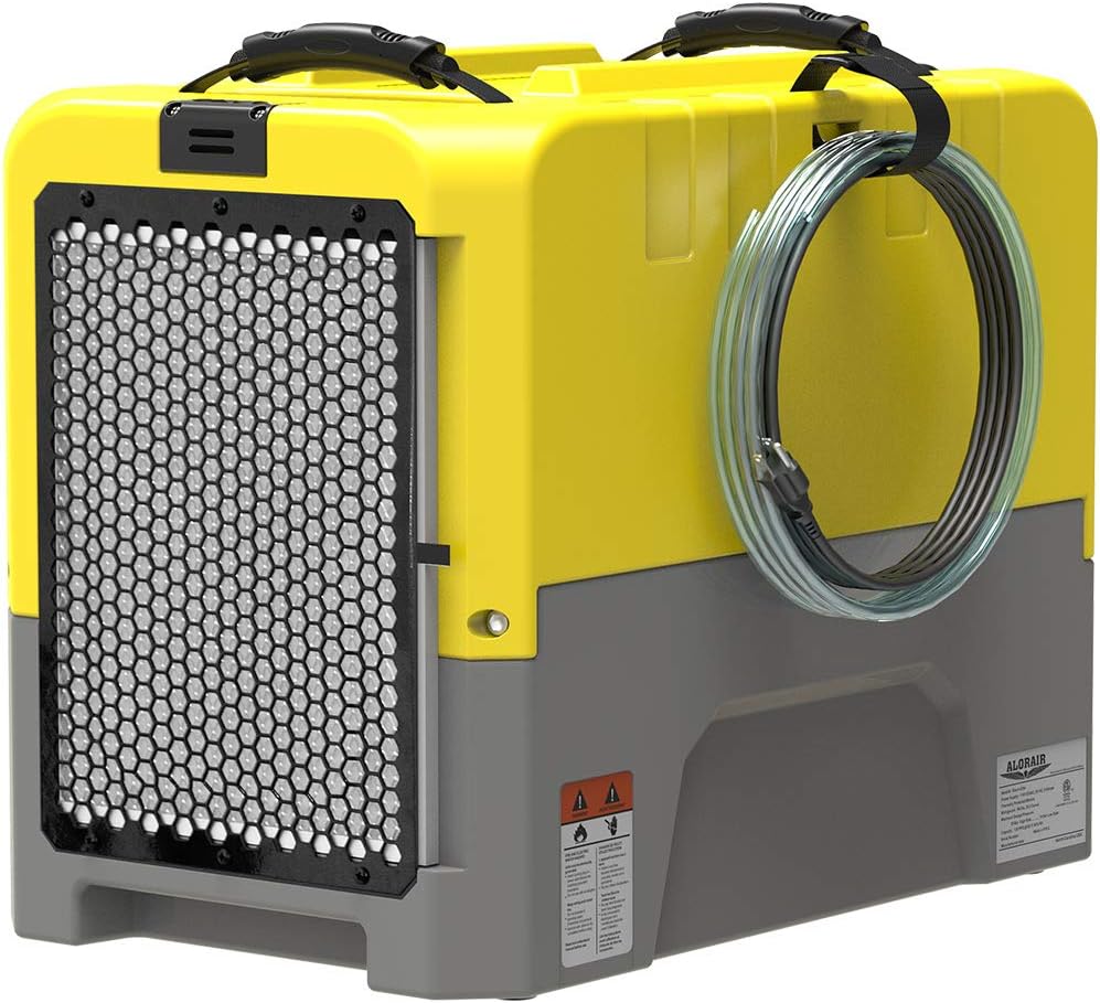 ALORAIR 180 PPD Commercial Dehumidifier with Pump Drain Hose for Basement Warehouse & Job Sites, Large Capacity Crawl Space Dehumidifier for Water Damage Restoration, 5 Years Warranty, Yellow