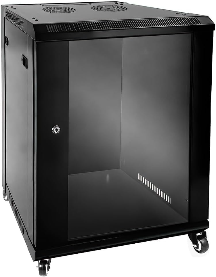 Cmple - 15U Server Rack Cabinet with Casters, Wall Mount/Floor Standing, Cooling Fan, Lockable Doors, 22