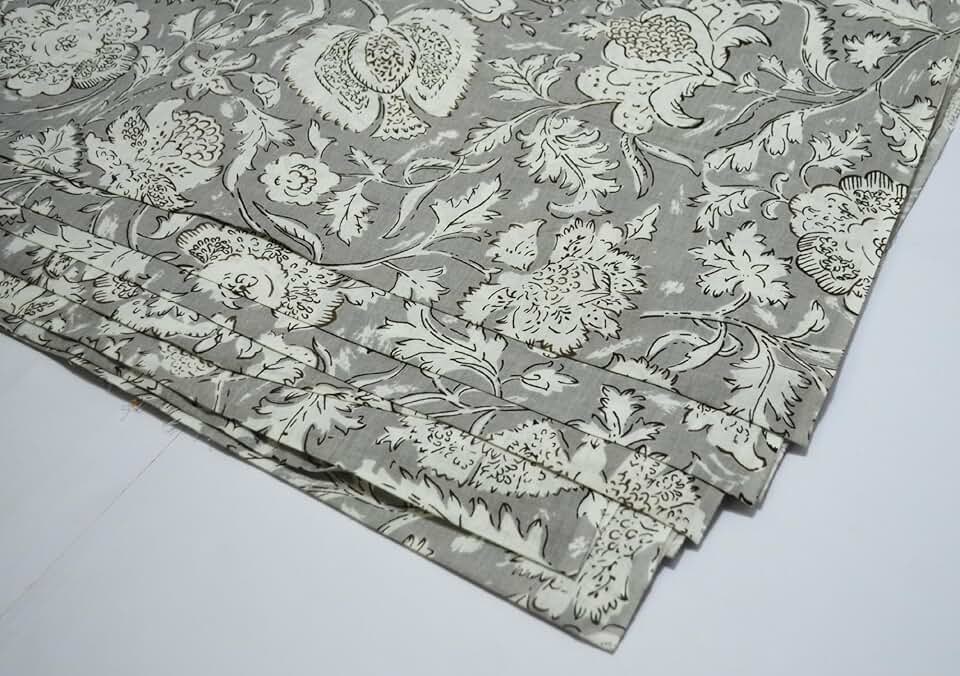 Scrren Print Dressmaking by The Yard Fabric 100% Cotton Floral Print Fabric for Sewing Crafting Ethnic Running Natural Dye Sanganeri Indian Fabric by The Yard 511 (50 Yard pre Cut)