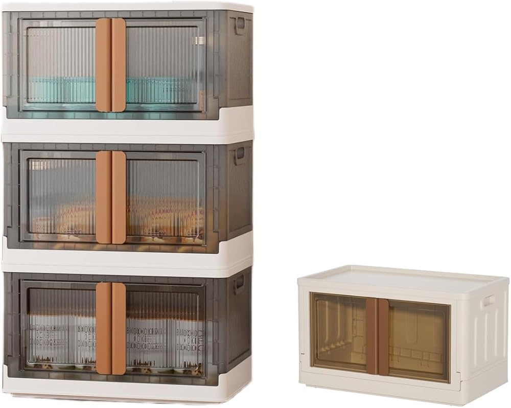 Karramlili Stackable Storage Bins With Lids 19Gal and 8.5Gal, 6Pack Collapsible Storage Bins Closet Organizers and Storage,Foldable Storage Box with Wheels Storage Containers for Home Kitchen Office