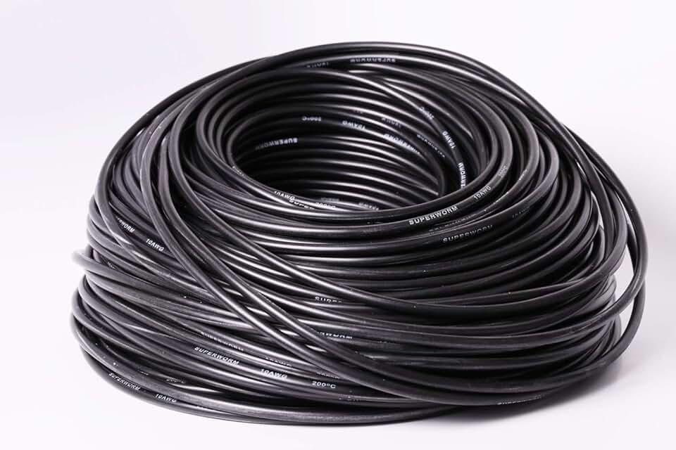 SUPERWORM 10 Gauge Silicone Flexible Copper Wire Black 100 Meters by ACER Racing