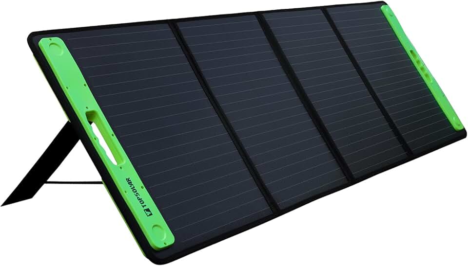 Topsolar 200W Foldable Portable Solar Panel Charger Kits for Portable Power Station Generator Cell Phones Camera Lamp 12V Car Boat RV Battery(Dual USB Ports & 19/14.4V DC Output)
