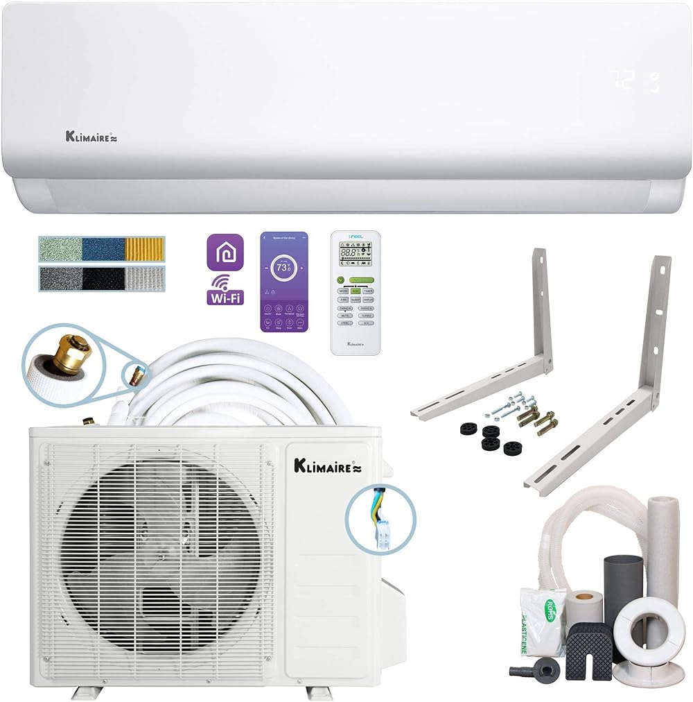 12,000 BTU KLIMAIRE D.I.Y 19 SEER Mini Split Inverter Heat Pump System with Quick-Connect Installation Kit - 208-230V