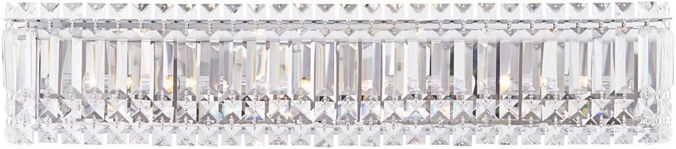 Possini Euro Design Crystal Columns Modern Wall Light Chrome Silver Metal Hardwired 30