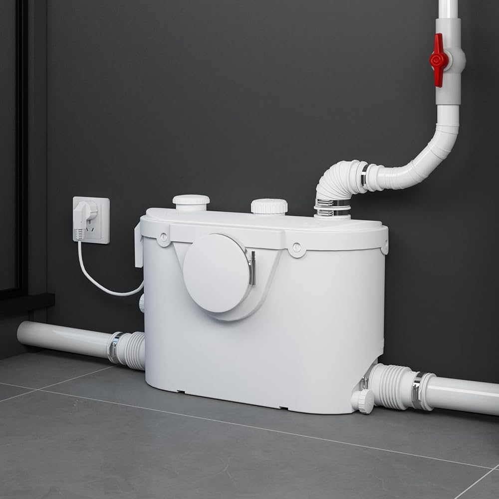 500 Watt Macerator Pump for Basement Upflush Macerating Toilet System, Sewage Sump Pump Waste Water Disposal with 4 Water Inlets for Toilet, Kitchen, Sink, Shower, Bathtub, 24 ft Vertical