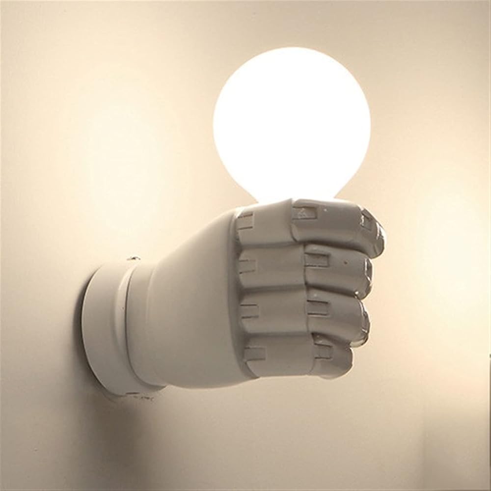 Left and Right Hand Wall Light Antique Resin Fist Wall Lamp LOFT Retro - Restaurant Bar Wall Light Corridor Black/White Fist Wall Lamp Sconce E27,Wall lamp