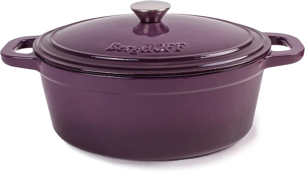 BergHOFF Neo Cast Iron Stockpot with a Lid, Purple, 8-Qt.