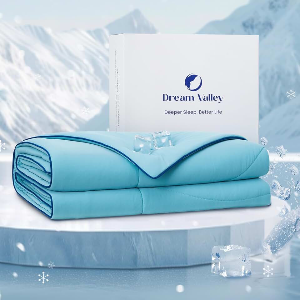 Dream Valley® Outlast® Cooling Comforter, All Season Twin XL NASA-Grade Technology Cooling Blanket for Hot Sleepers Night Sweats, Q-Max > 0.45 Aerocool™ Breathable, Dream Blue, 68
