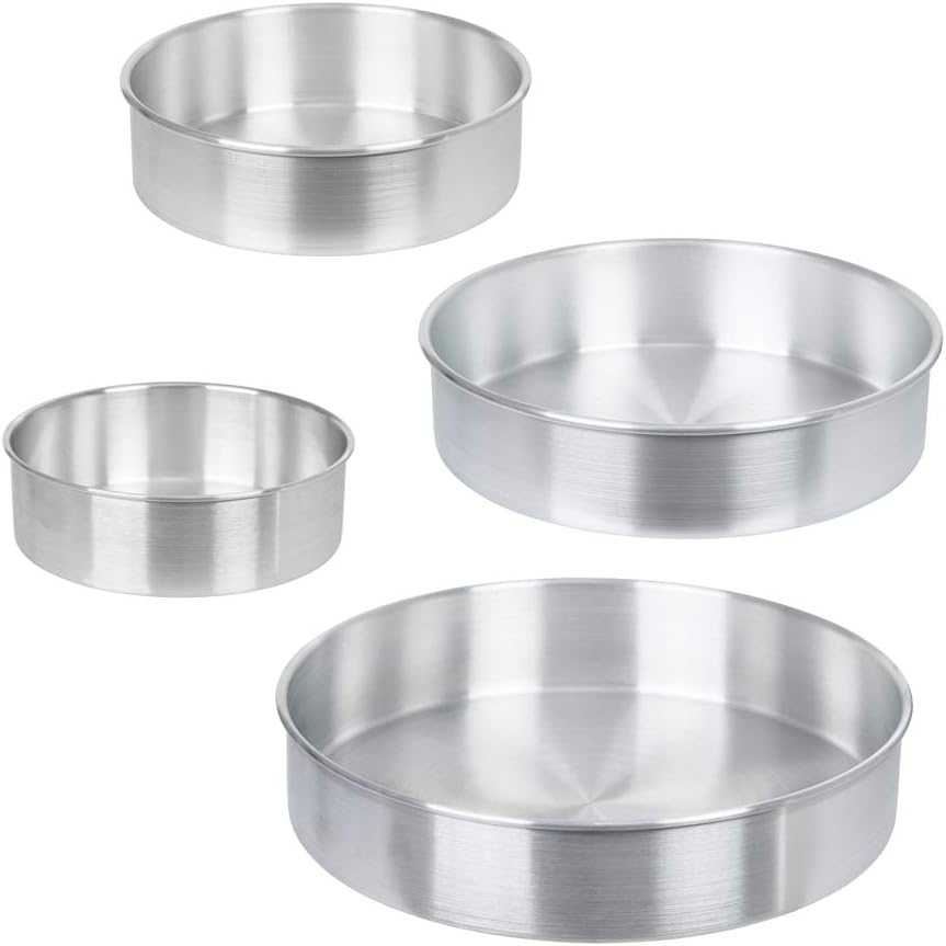 Tezzorio Set of 4 Natural Aluminum Round Layer Cake Pans, 8