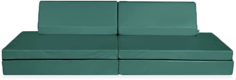 foamnasium Blocksy, Indoor Foam Playset 4 Piece Soft Toddler and Kids Active Play Couch for Crawling, Climbing, Fort Building and Jumping, Made in The US, Enhanced Emerald