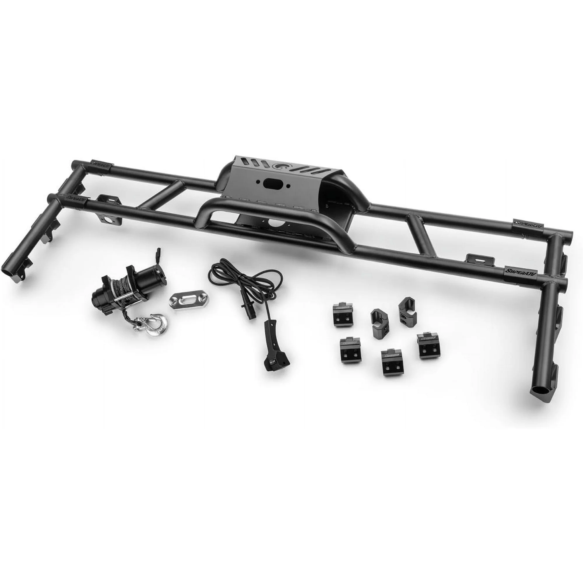 SuperATV Game Loader Rack with 500-Pound Winch for Can-Am Defender  Includes 2 Cube Lights  Ultimate Hunting Accessory  Strong Steel Construction  Enhanced Utility and Durability