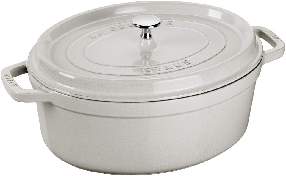 Staub 40501-422 Picot Cocotte Oval Campagne 10.6 inches (27 cm), Large, Double Handed, Cast Iron, Enameled Pot, Oval, Induction Compatible, La Cocotte Oval