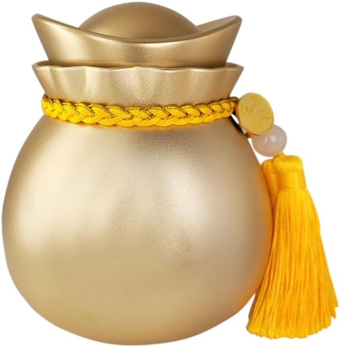 Feng Shui Lucky Gold Ingot Chinese Art Decor for Home Table Office Desk, Durable Storage Container with Airtight Lid. 5.27Oz Kitchen Food Canister, Jars for Loose Tea, Rice, Beans, Coffee, Cereal