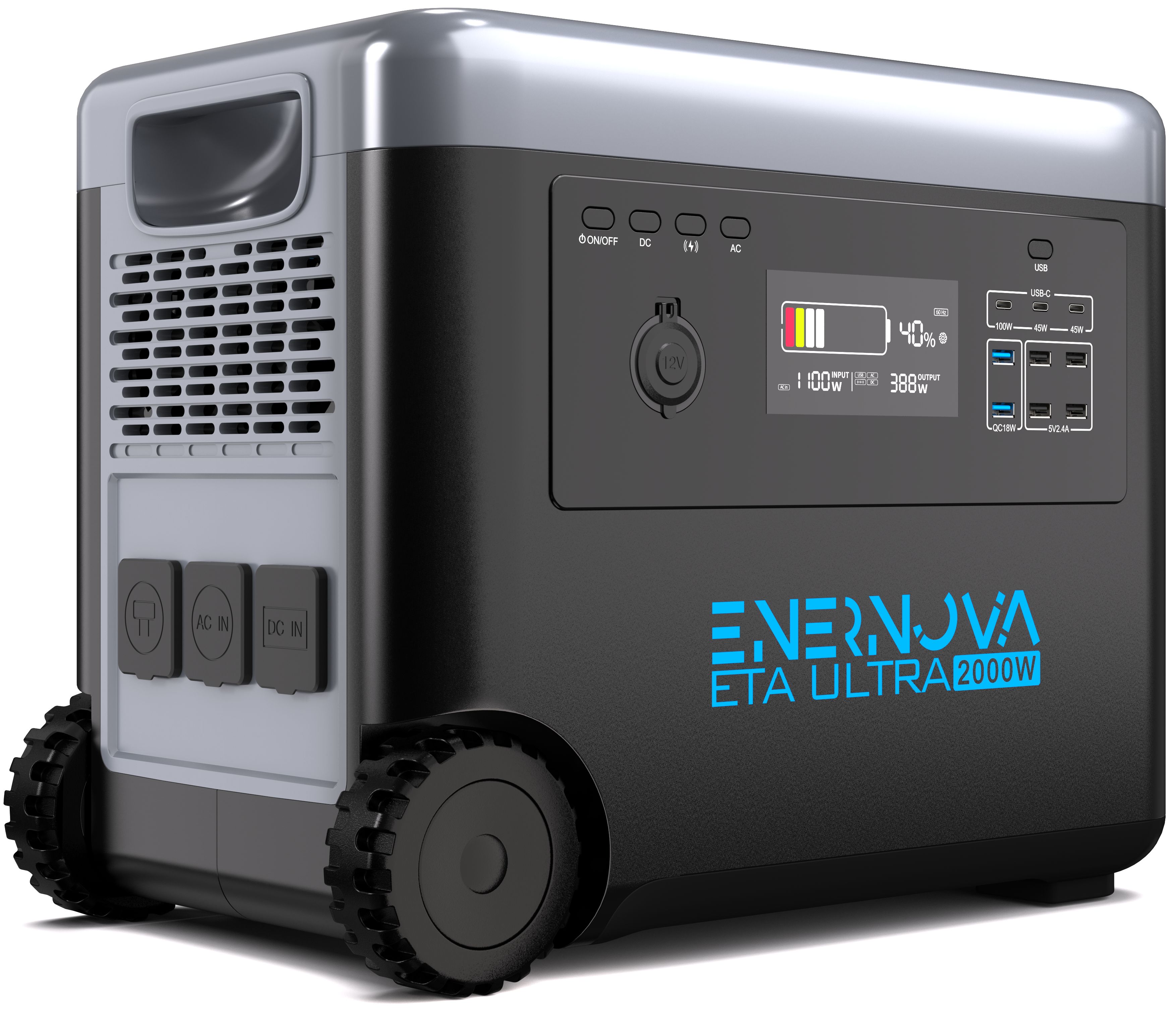 Enernova 2000W 2160Wh Power Station (Rated 2500W), LiFePO4 Battery EPS Backup Power Supply, 1.8H to Full Charge, Portable Solar Generator for Home Off Gird Camping RVs Emergency