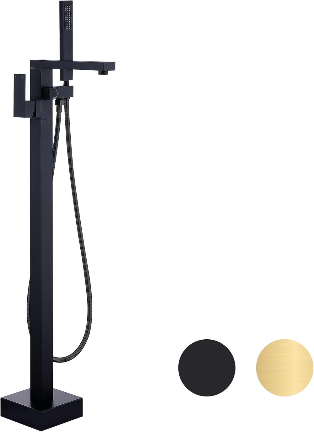 Tub Filler Free Standing Tub Faucet, cUPC Certificate Matte Black Bathtub Faucet Freestanding with Handheld Shower, Stainless Steel Tub Filler Freestanding, SE-3003-BK