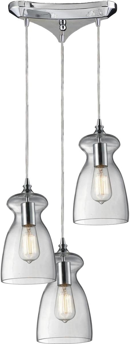 Elk 60053-3 Three Light Pendant, 10 by 11-Inch, Polished Chrome