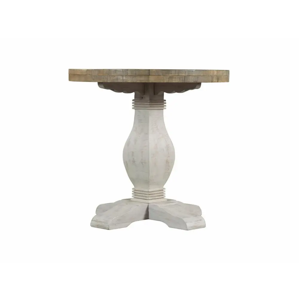 Martin Svensson Home Napa Round End Table, White Stain and Reclaimed Natural