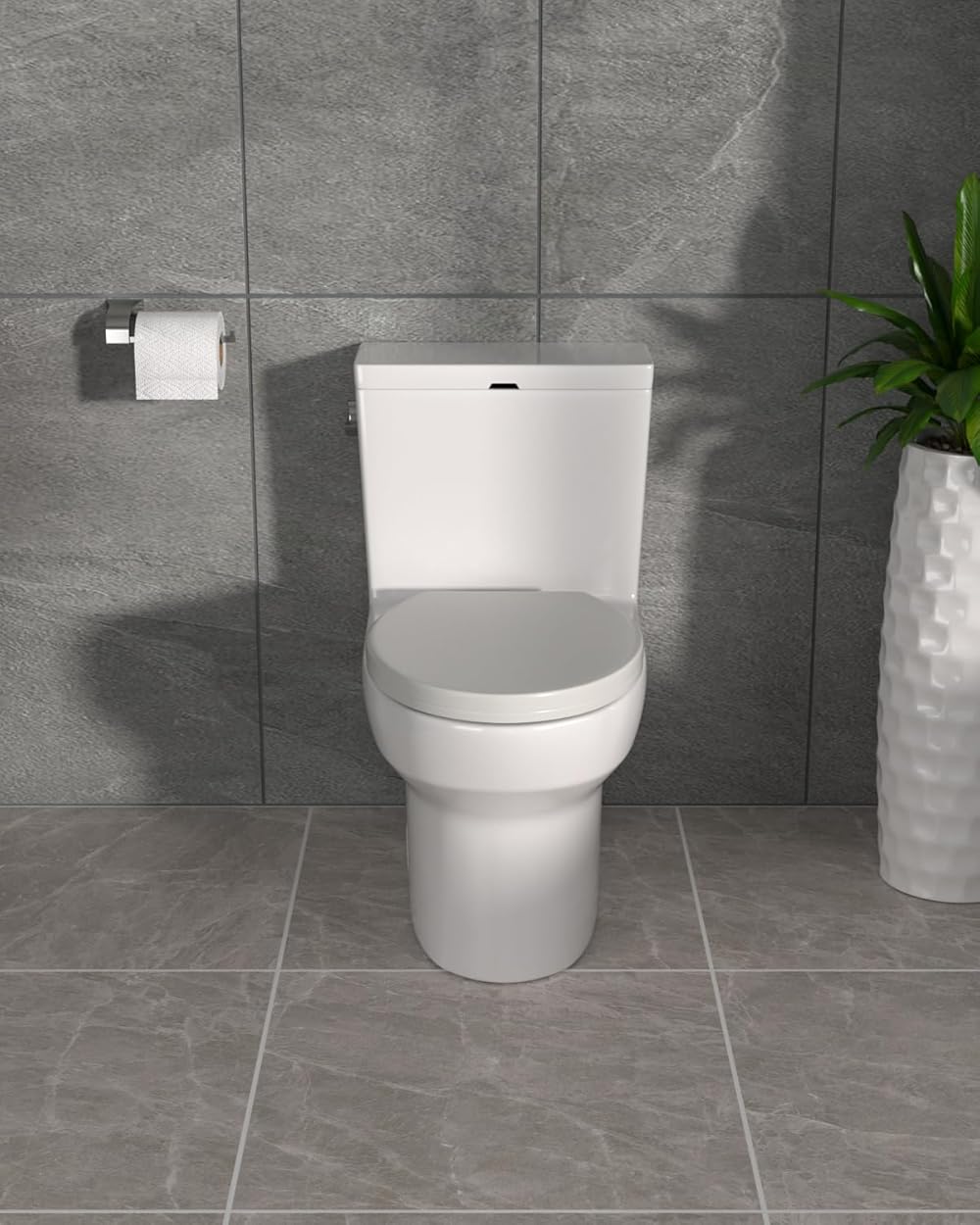 Dcolora One Piece Toilet DC-OPT151 Cyclone Single Flush 1.28 GPF Bathroom Modern Comfort White Ceramic Compact Toilet, ivory white 12