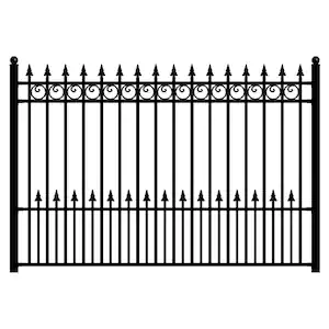 ALEKO Prague Style 5 ft. x 8 ft. Black Iron Fence Panel