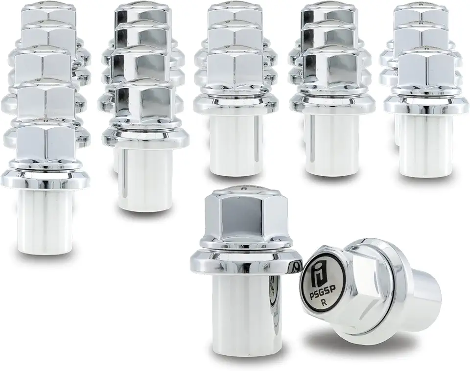 Prime Sleeve Wheel Nuts M22x1.5 Chrome for Coach, Bus Van Hool Dual Aluminum Wheels with Hub Piloted & 32mm Bolt Hole - Pack of 20 - Alcoa 430732 Replacement