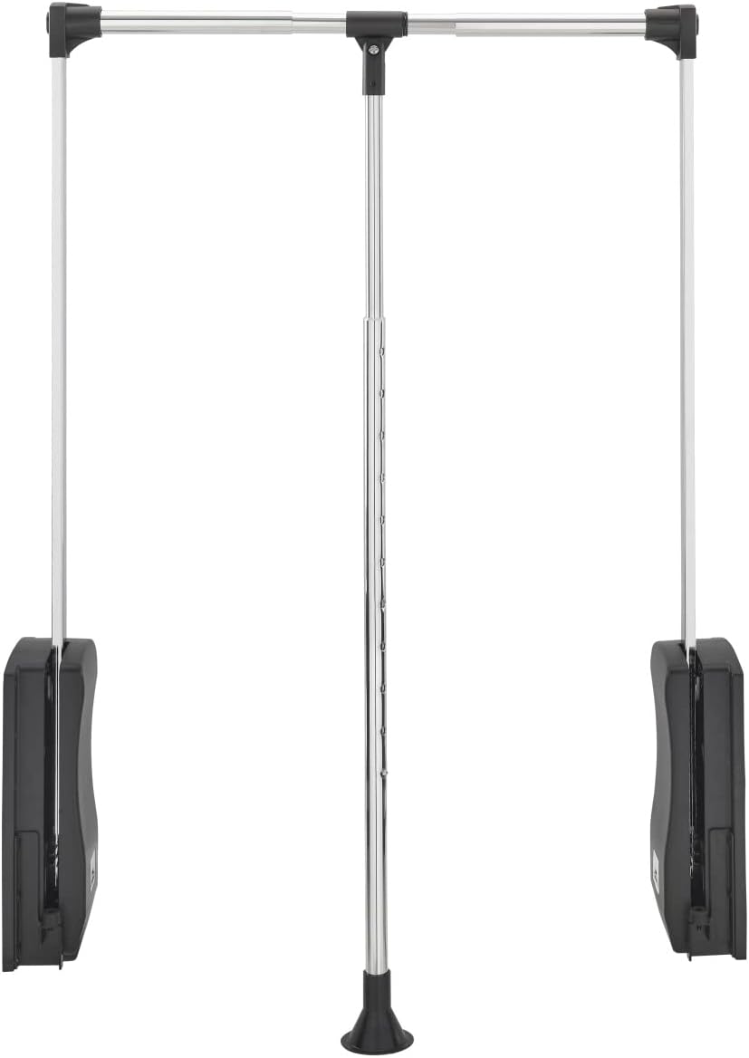 Rev-A-Shelf 21.5 to 26 Inch Pull Down Adjustable Side Mounted Closet Rod for Cabinets with Telescoping Handle and Hardware, Chrome, CPDR-1826