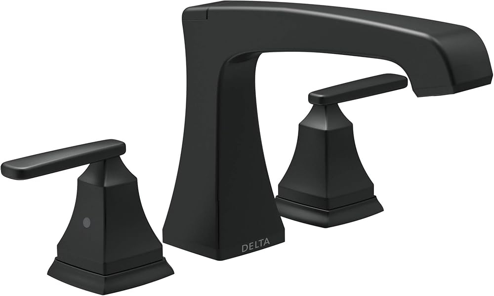 Delta Faucet Ashlyn 2-Handle Widespread Roman Tub Faucet, Black Tub Faucet, Roman Bathtub Faucet, Delta Roman Tub Faucet, Tub Filler, Matte Black T2764-BL (Valve Not Included)