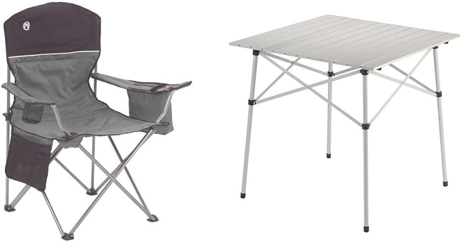 Coleman Portable Camping Chair with 4-Can Cooler, Fully Cushioned Seat and Back with Side Pocket and Cup Holder, Carry Bag Included, Collapsible Chair for Camping, Tailgates, Beach, and Sports