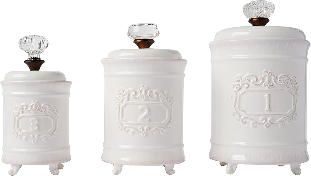 Mud Pie Kitchen Canister (Set of 3), White