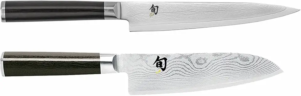 Shün Classic 2-Piece Knife Set, 5½-inch Santoku Knife and 6-inch Utility Knife