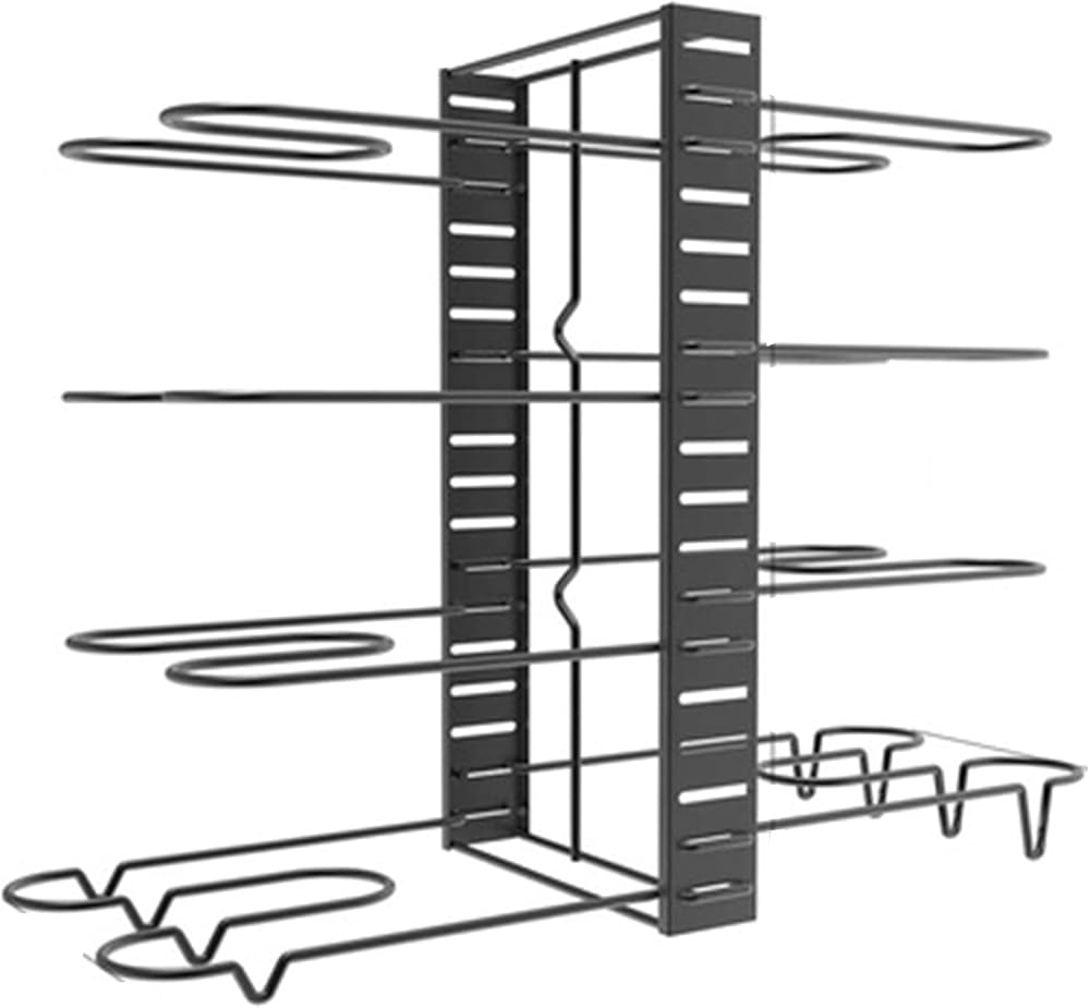 Pot Rack Organizers, Folding Bilateral Metal Pot Rack, Extensible Pan Rack, for Kitchen Counter and Cabinet Pot Lid Holder, 1Pc