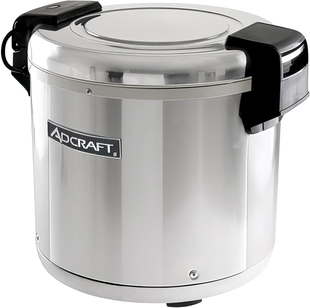 Adcraft RW-E50 50 Cup Rice Warmer with Removable Inner Pot, Stainless Steel, 100-Watts, 120v