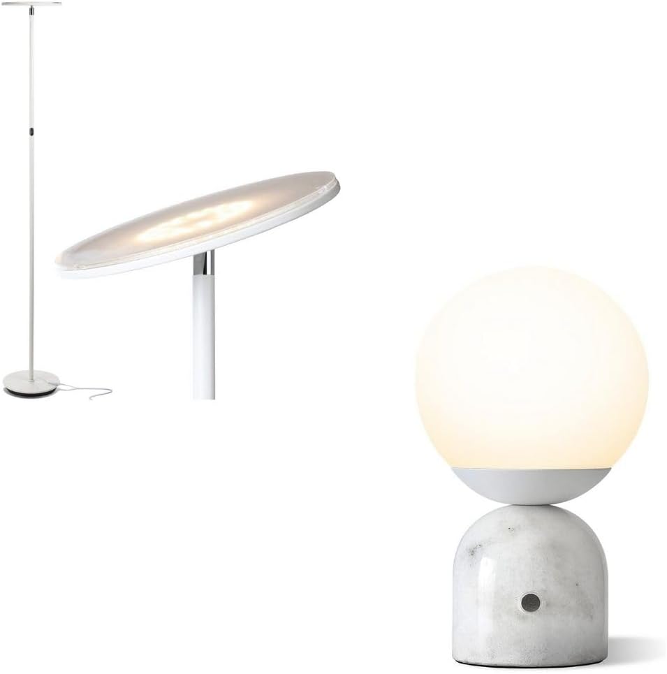 Brightech Bundle: Sky LED Torchiere Floor Lamp BUNDLED with Mila LED Table Lamp