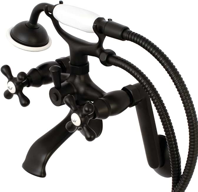 Kingston Brass KS269ORB Vintage Wall Mount Clawfoot Tub Filler with Hand Shower, Oil Rubbed Bronze , Oil-Rubbed Bronze 9.13 x 7.5 x 6