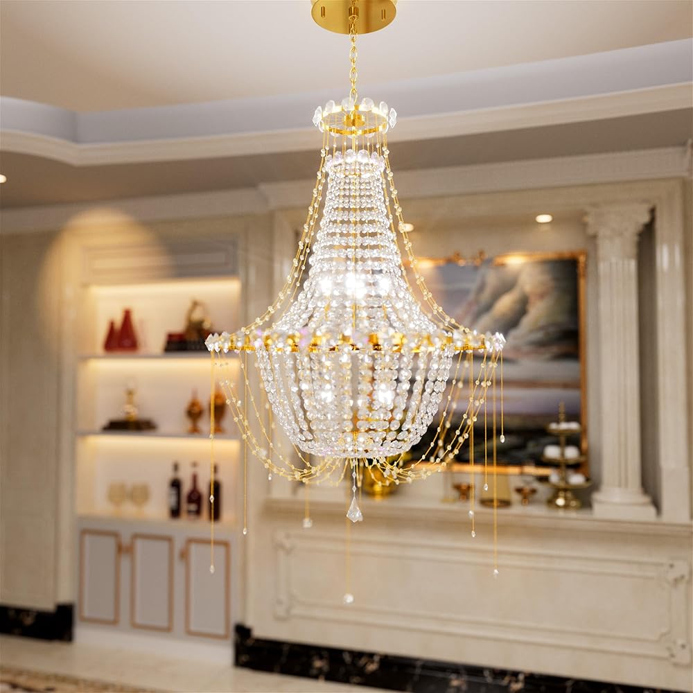 Gold Crystal Chandelier Empire Style 24
