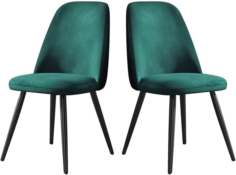 Kitchen Chairs Anti-Skid Meal Chairs Dining Chair Makeup Chair with Black Legs Side Chair with High Density Soft Comfortable Sponge Cushion Leisure Chair Set of 2 Easy to Assemble/Green/One Si