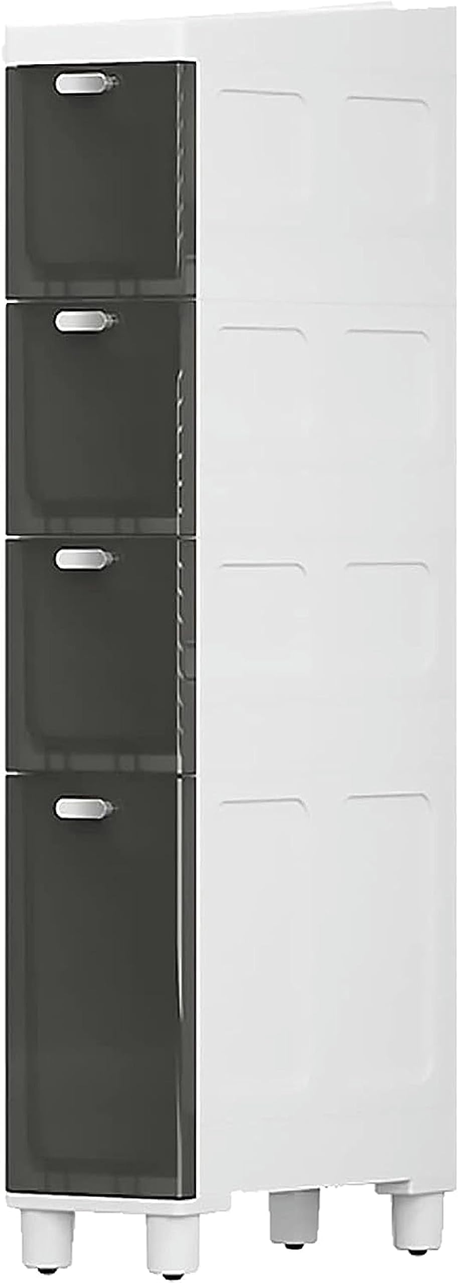 Bathroom Floor Cabinet Narrow, Slim Rolling Storage Cart and Organizer with Clear Drawers and Casters Corner Floor Cabinet for Small Spaces and Gaps, Bedroom, Nightstand, Kitchen