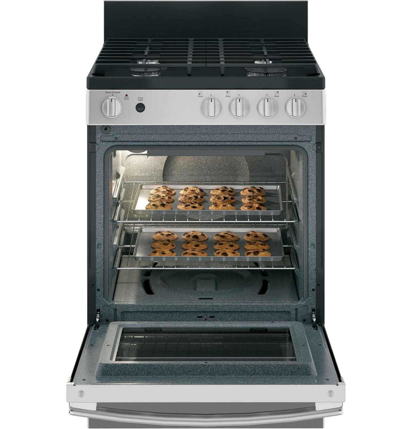 GE 24-in 4 Burners 2.9-cu ft Freestanding Natural Gas Range (Stainless Steel)