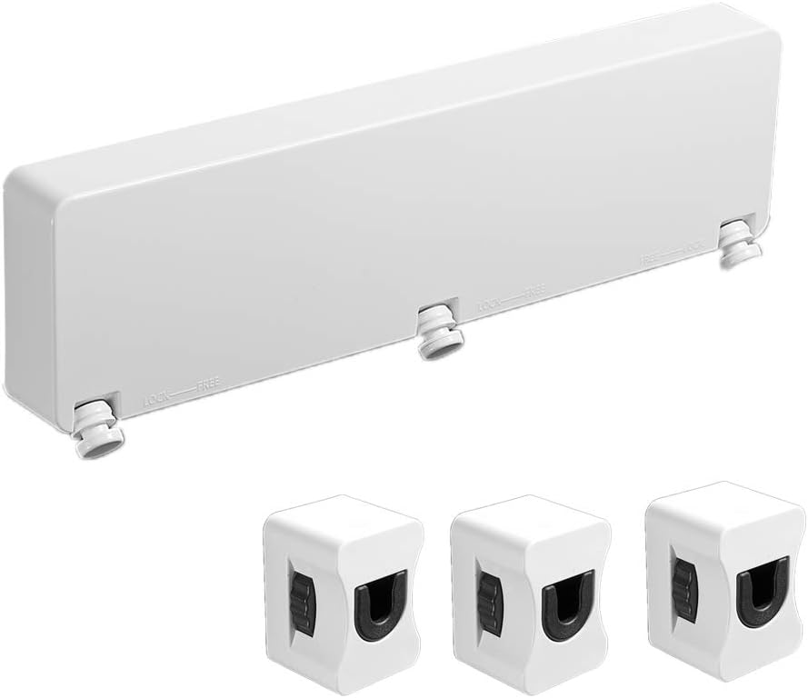 Nwhw Retractable Clothesline Adjustable Rope String Reel, Clothes Drying Line,Drill Free and Wall Mounted Method, Outdoor Indoor Retractable Washing Line, 6m. (Three Lines,White)