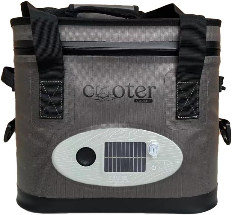 Cooter Flip Top Soft Super Cooler with Built in Solar Charging Bluetooth Speaker - Dark Grey