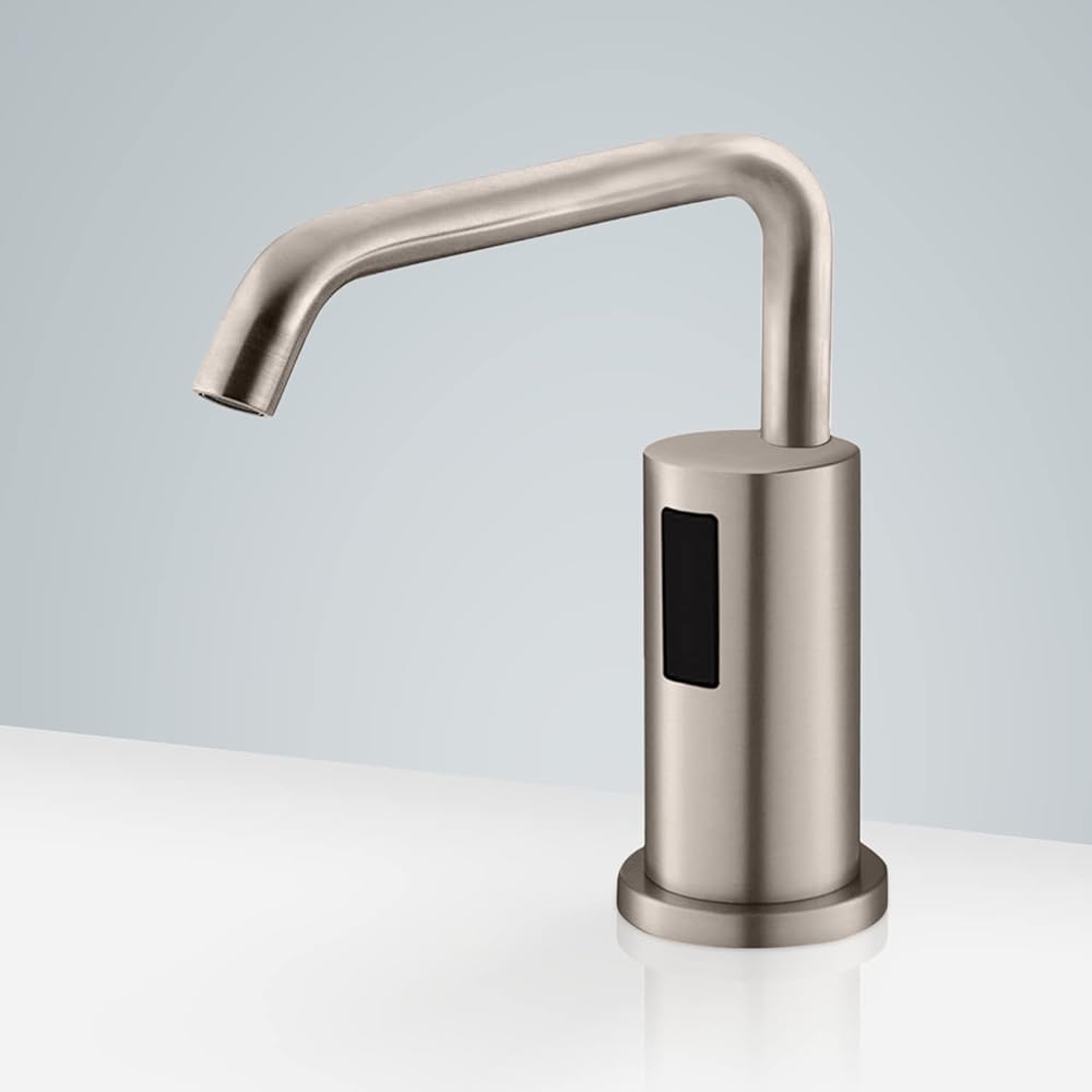 Commercial Automatic Sensor Liquid Foam Soap Dispenser - FS9854-BN Contemporary Style Deck Mount Metal & Stainless Steel Soap Dispenser - Brushed Nickel Finish