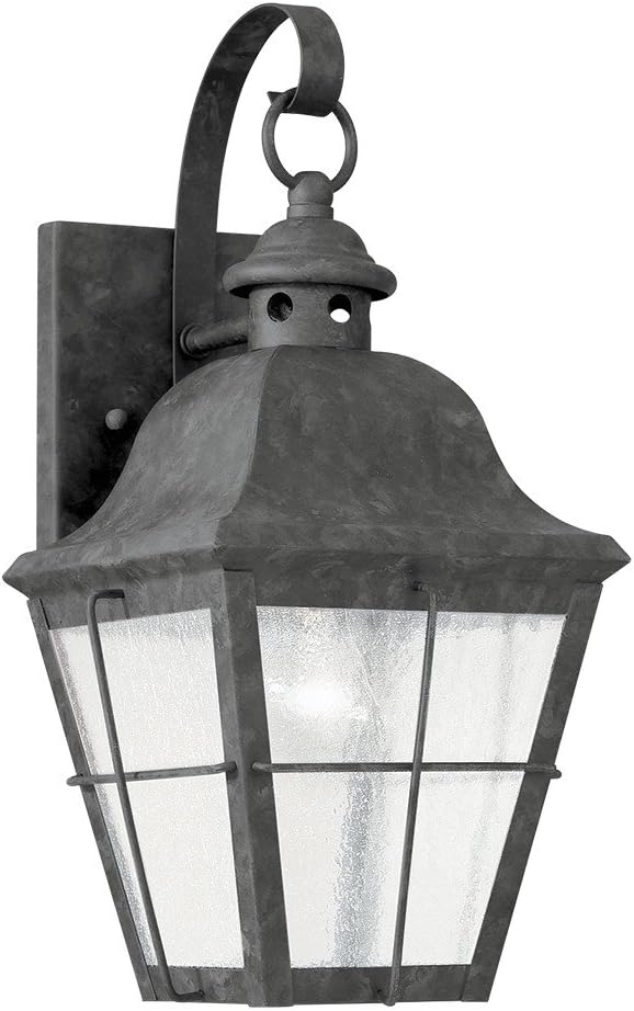 Sea Gull Lighting 8462-46 Chatham One-Light Outdoor Wall Lantern with Clear Seeded Glass Panels, Oxidized Bronze Finish