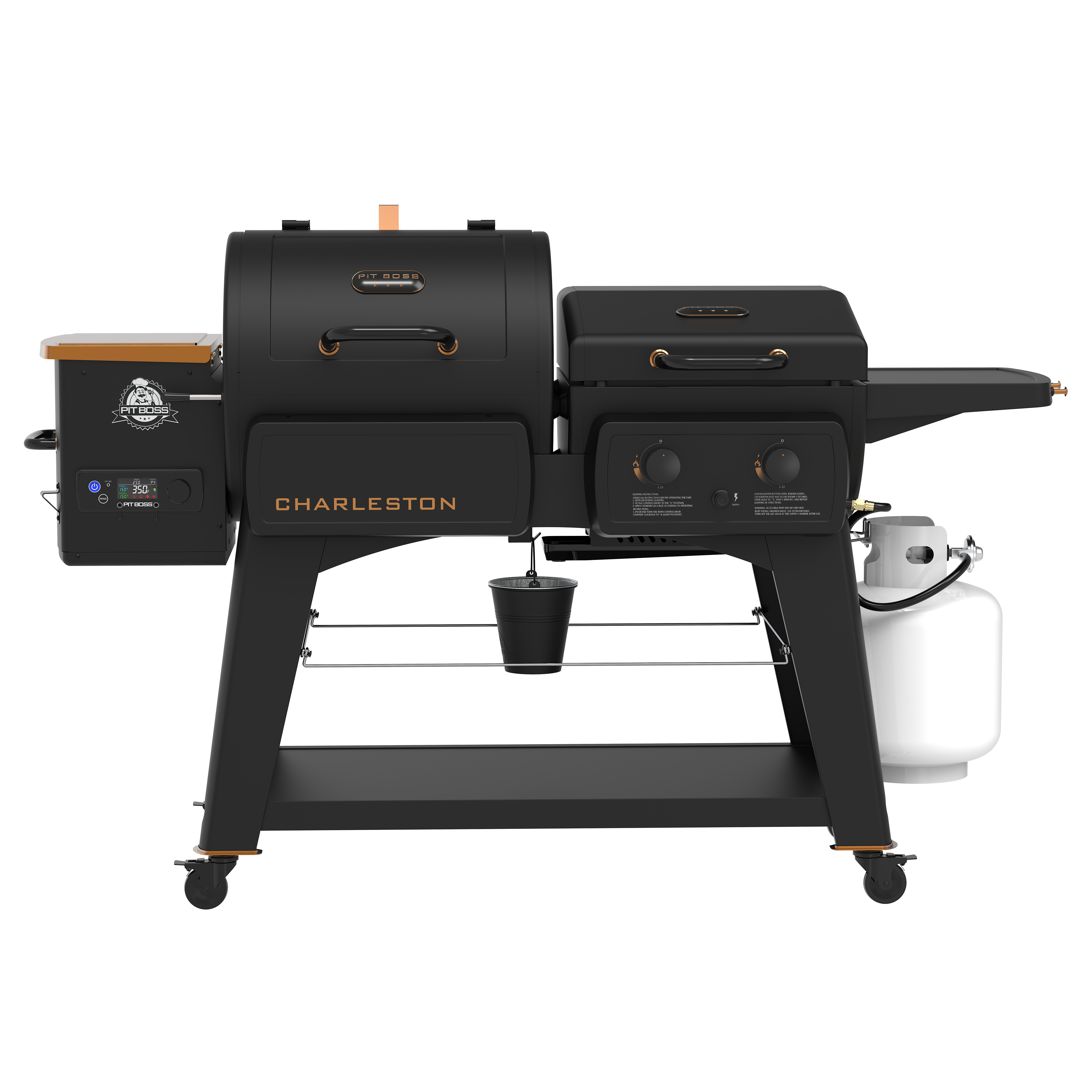 Pit Boss Charleston 1020 Sq in Wood Pellet Grill/Gas Griddle Combo - Onyx Edition