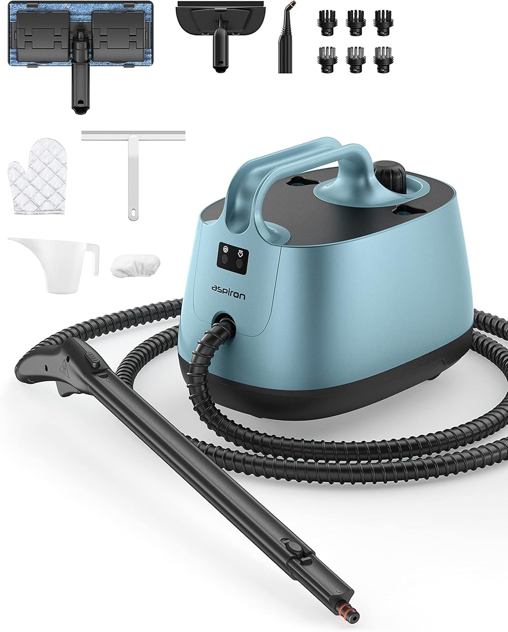Steam Cleaner with 21 Accessories, Portable Multipurpose Steam Cleaner, 5 Mins Heating, 1.5L Tank, Heavy Duty Steamer for Carpet and Upholstery, Floor